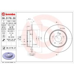 Brake Disc BREMBO 08.5178.31 OE Ref 5098066AA