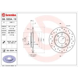 Brake Disc BREMBO 08.5334.1X OE Ref 169115