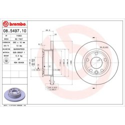 Brake Disc BREMBO 08.5497.10 OE Ref 701615301C