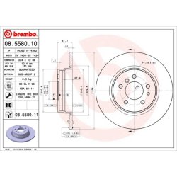 Brake Disc BREMBO 08.5580.11 OE Ref 34211159900