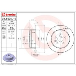 Disque de frein BREMBO 08.5625.10 pour LEXUS, TOYOTA OE 4243120090