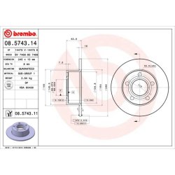 Brake Disc BREMBO 08.5743.11 OE Ref 4A0615601A