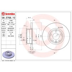Brake Disc BREMBO 08.5768.10 OE Ref 701615301E