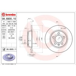 Brake Disc BREMBO 08.6935.11 OE Ref 1023605