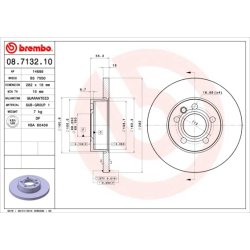 Brake Disc BREMBO 08.7132.10 OE Ref 701615301G