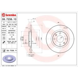 Brake Disc BREMBO 08.7238.11 OE Ref 1613191280