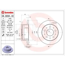 Brake Disc BREMBO 08.8094.40 OE Ref 1607880580