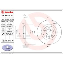 Brake Disc BREMBO 08.8682.11 OE Ref 4249C1