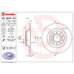 Brake Disc BREMBO 08.8843.21 OE Ref 4F0615601E