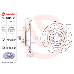 Brake Disc BREMBO 08.8843.2X OE Ref 4F0615601E
