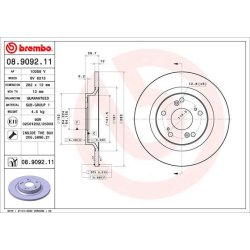 Brake Disc BREMBO 08.9092.11 OE Ref 45251S2R000
