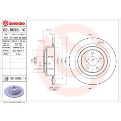 Brake Disc BREMBO 08.9093.11 OE Ref 26700AE04A