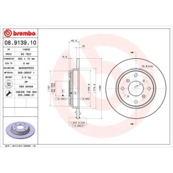 Brake Disc BREMBO 08.9139.10 OE Ref 42510SS0000
