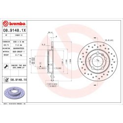 Brake Disc BREMBO 08.9148.1X OE Ref 1J0615601D