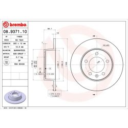 Brake Disc BREMBO 08.9371.10 OE Ref 4403045