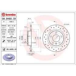 Brake Disc BREMBO 08.9460.3X OE Ref 93190227