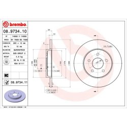 Brake Disc BREMBO 08.9734.11 OE Ref 1376138