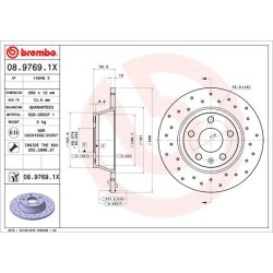 Brake Disc BREMBO 08.9769.1X OE Ref 8J0615601