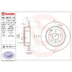 Brake Disc BREMBO 08.9913.11 OE Ref LR001018