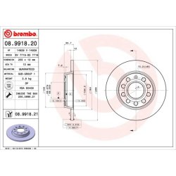 Brake Disc BREMBO 08.9918.21 OE Ref 8E0615601D