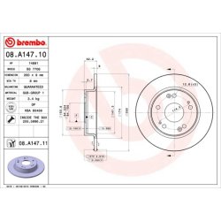 Brake Disc BREMBO 08.A147.11 OE Ref 42510SNAA00