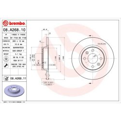 Brake Disc BREMBO 08.A268.11 OE Ref 8200123117