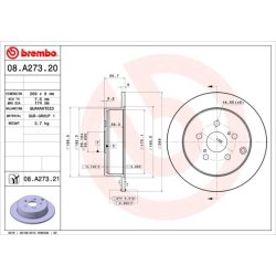 Brake Disc BREMBO 08.A273.21 OE Ref 4243120420