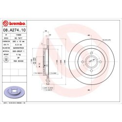 Brake Disc BREMBO 08.A274.10 OE Ref 2M5V2A315AB