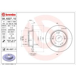 Brake Disc BREMBO 08.A327.11 OE Ref 42510SEAE50