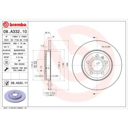 Brake Disc BREMBO 08.A332.11 OE Ref 8E0615601M