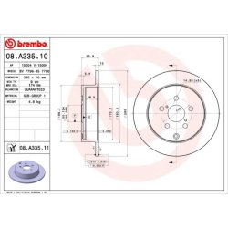 Brake Disc BREMBO 08.A335.11 OE Ref 4243105060