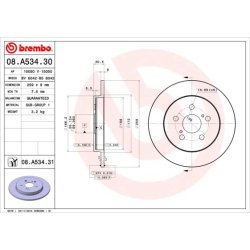 Brake Disc BREMBO 08.A534.31 OE Ref 4243102110