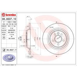 Brake Disc BREMBO 08.A537.11 OE Ref 307690590