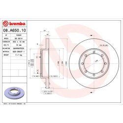 Brake Disc BREMBO 08.A650.10 OE Ref 4421180