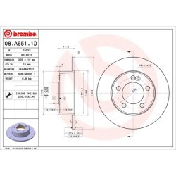 Brake Disc BREMBO 08.A651.10 OE Ref 4421080