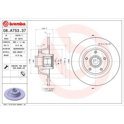 Brake Disc BREMBO 08.A753.37 OE Ref 432020020R