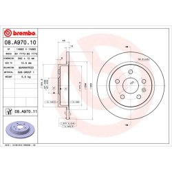 Brake Disc BREMBO 08.A970.11 OE Ref 13502198