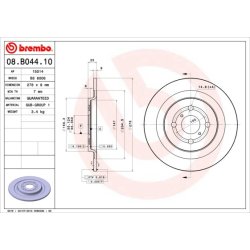 Brake Disc BREMBO 08.B044.10 OE Ref 424310D060000