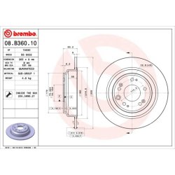 Brake Disc BREMBO 08.B360.10 OE Ref 42510TL0G51