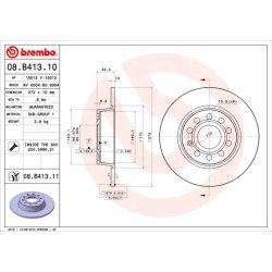 Brake Disc BREMBO 08.B413.11 OE Ref 5Q0615601D