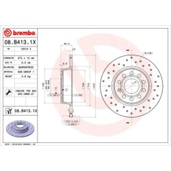 Brake Disc BREMBO 08.B413.1X OE Ref 5Q0615601D