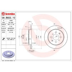 Brake Disc BREMBO 08.B602.10 OE Ref 42510TG0T00