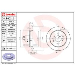Brake Disc BREMBO 08.B602.21 OE Ref 42510T5B951