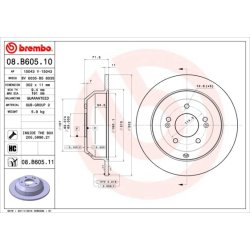 Brake Disc BREMBO 08.B605.11 OE Ref 584112W010