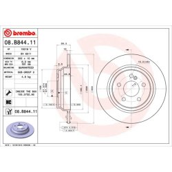 Disque de frein BREMBO 08.B844.11 pour MERCEDES SL OE 2304230712
