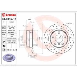Brake Disc BREMBO 08.C115.1X OE Ref 34216792225