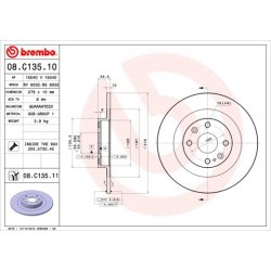 Brake Disc BREMBO 08.C135.11 OE Ref N06Y26251A