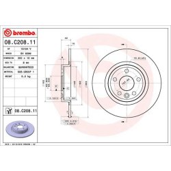 Brake Disc BREMBO 08.C208.11 OE Ref LR061388
