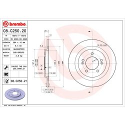 Brake Disc BREMBO 08.C250.21 OE Ref 584113Z100