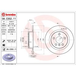 Brake Disc BREMBO 08.C352.11 OE Ref 34216799367
